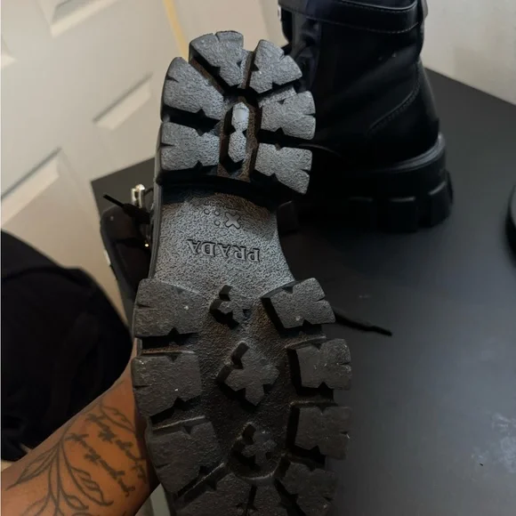 Prada Black Combat Boots with Detachable Pouch - Picture 3 of 3